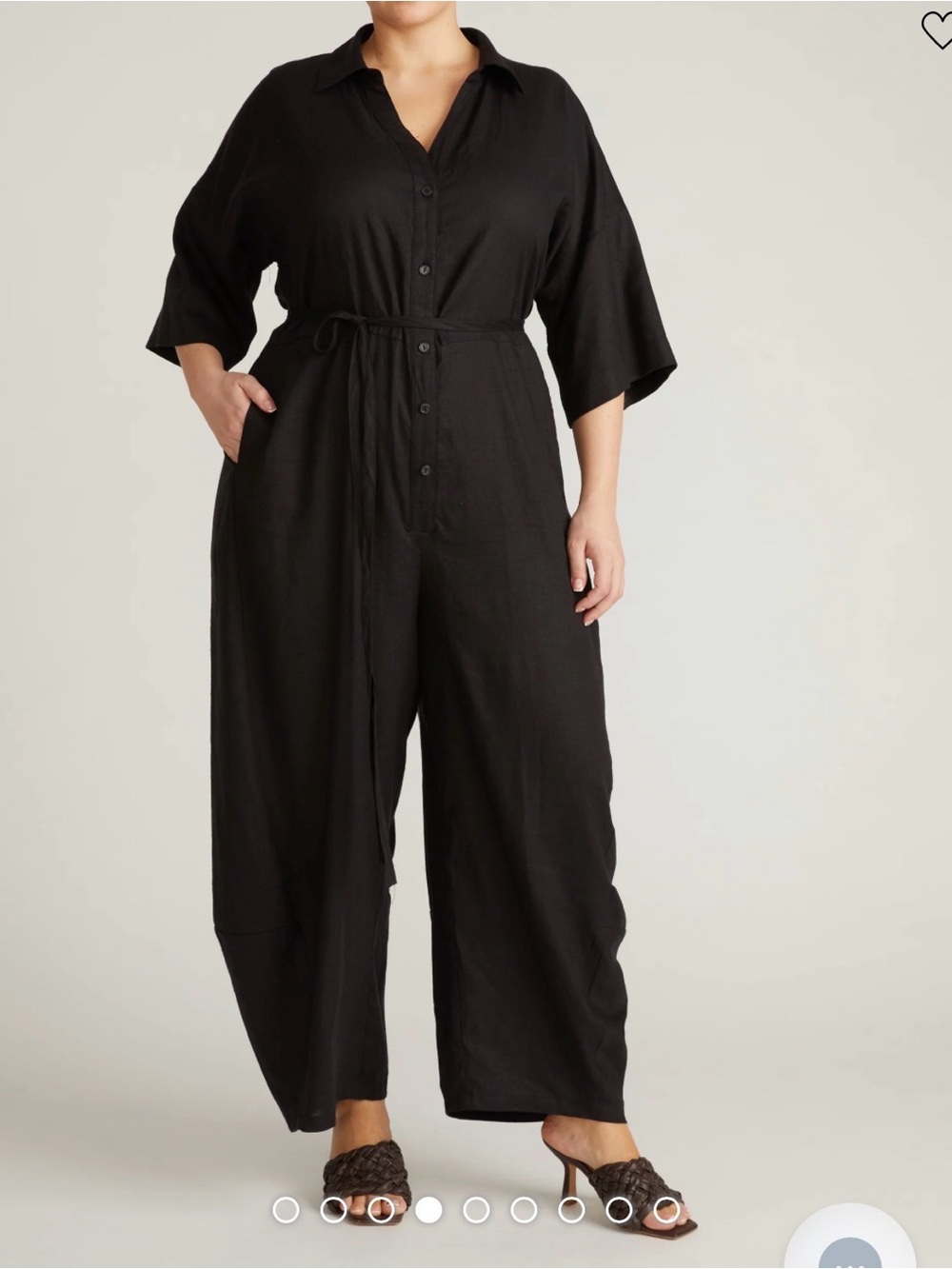 NWT Universal Standard Maggie Barrel Leg Linen Blend Jumpsuit XS (10-12)